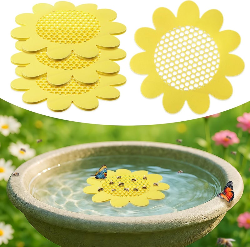 Enhon 4 Pack Bee Watering Station, 8.5 inch Sunflower Floating Bee Island, Butterfly Feeder, Pontoon Watering Station for Butterfly Insect Feeding, Bath and Outdoors Garden Decor - Image 1